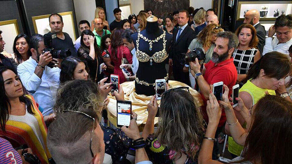 Guinness World Record as the most expensive bra ever made. The $2 million  Champagne Nights Fantasy Bra by Mouawad has 6,000 white diamon