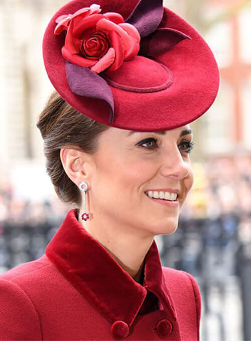 The Duchess of Cambridge exudes elegance in Mouawad diamond and ruby earrings