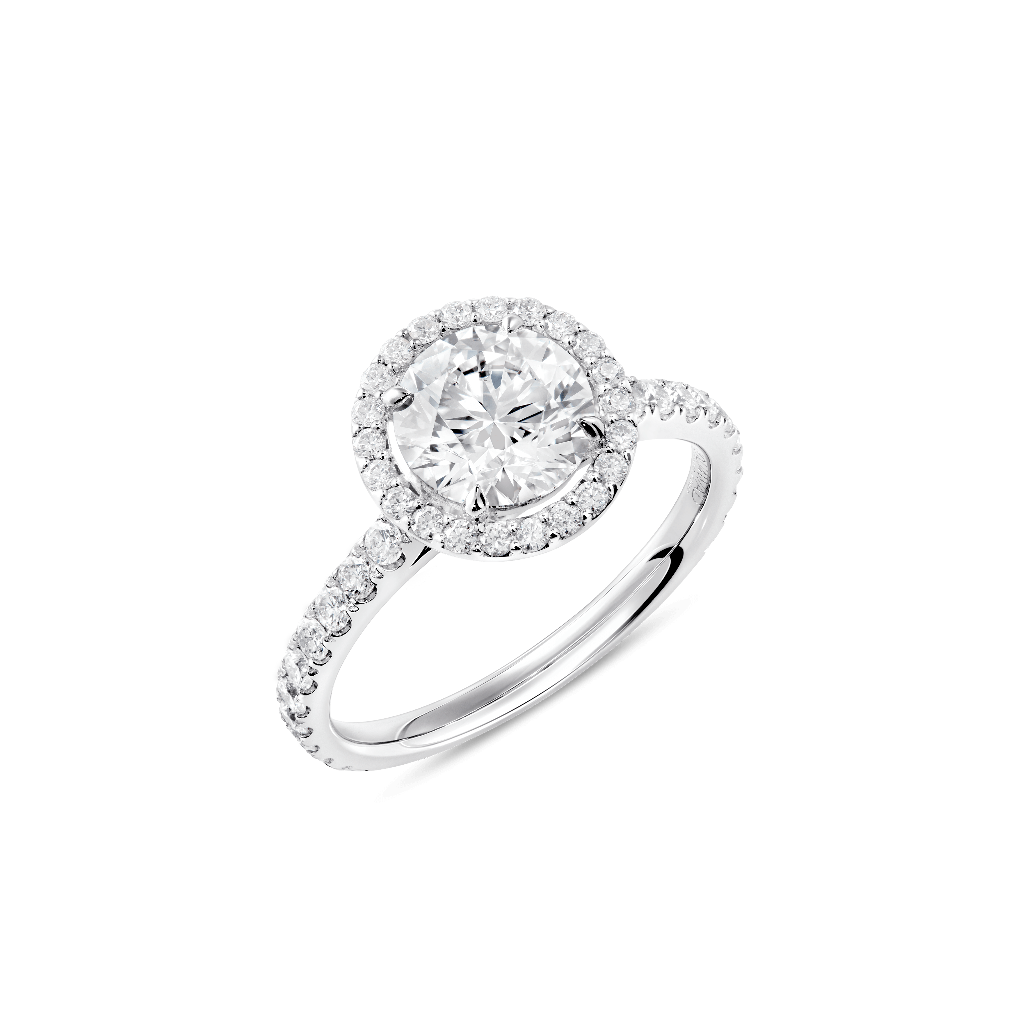 UNITY ROUND BRILLIANT DIAMOND MICROPAVÉ HALO ENGAGEMENT RING