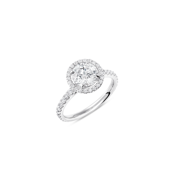 Unity Round Brilliant Diamond Micropav&eacute; Halo Engagement Ring