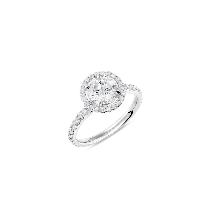 Unity Round Brilliant Diamond Micropav&eacute; Halo Engagement Ring