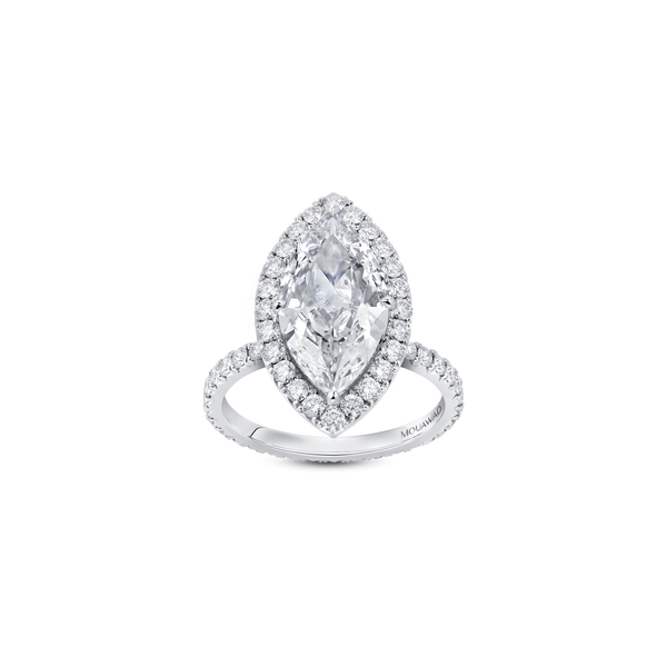 Evermore Marquise-Cut Diamond Halo Solitaire Ring with Full Pav&eacute; Band