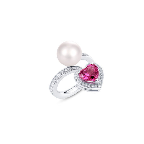 Venus Rubellite and Diamond Pav&eacute; Ring