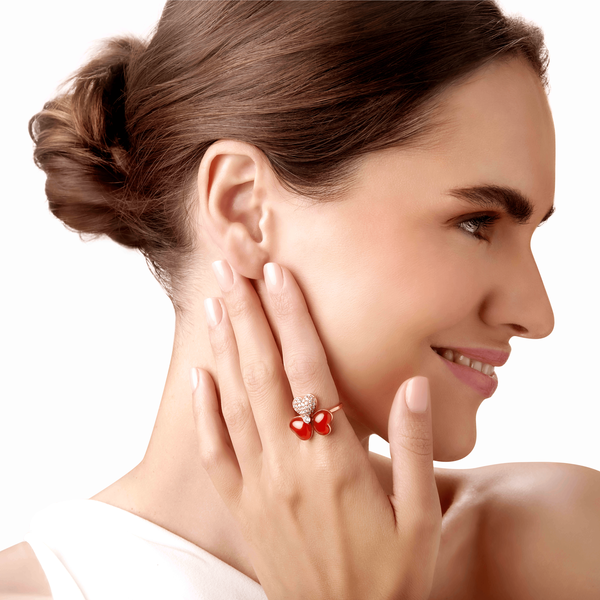 Flower of Eternity Red Agate Ring 21mm