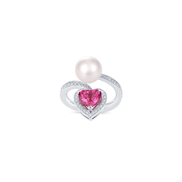 Venus Rubellite and Diamond Pav&eacute; Ring
