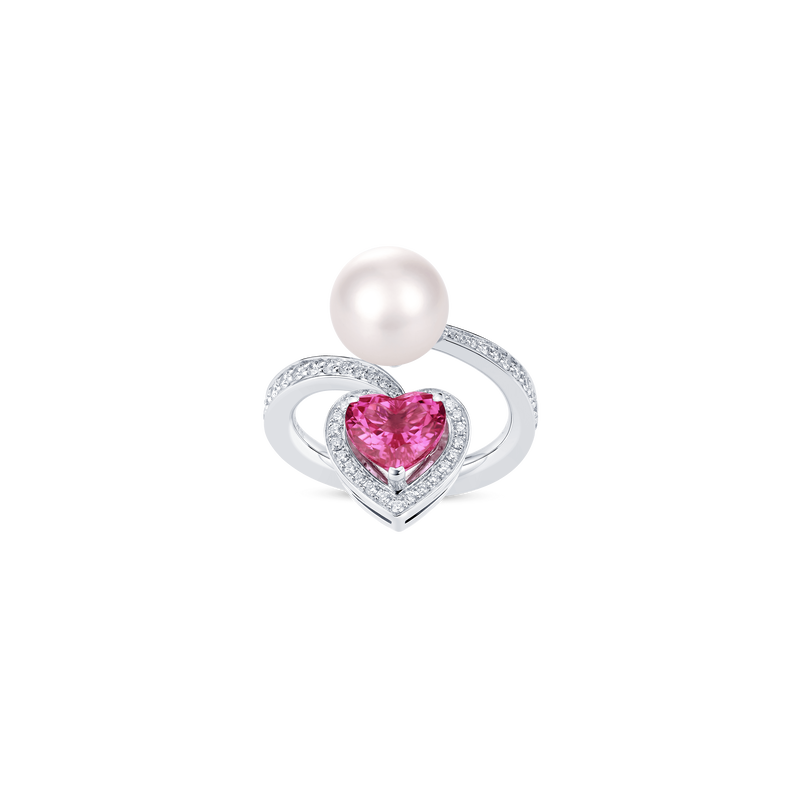 Venus Rubellite and Diamond Pav&eacute; Ring