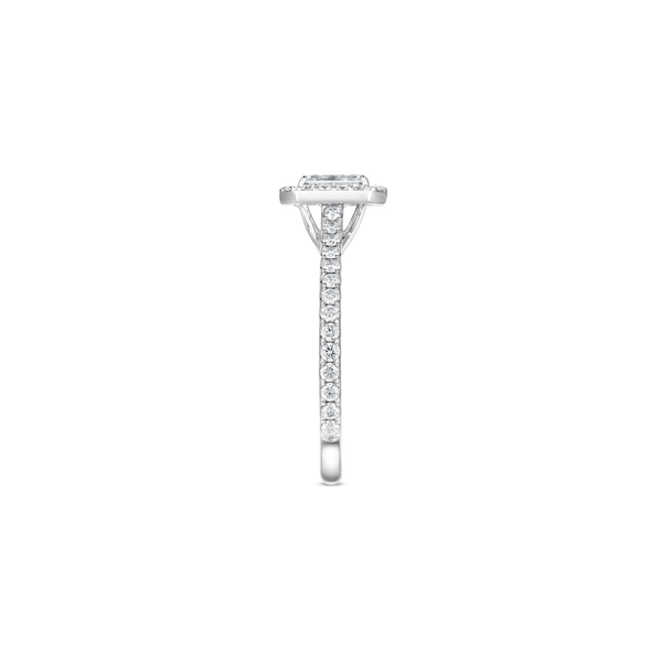 Unity Emerald-Cut Diamond Micropav&eacute; Halo Engagement Ring