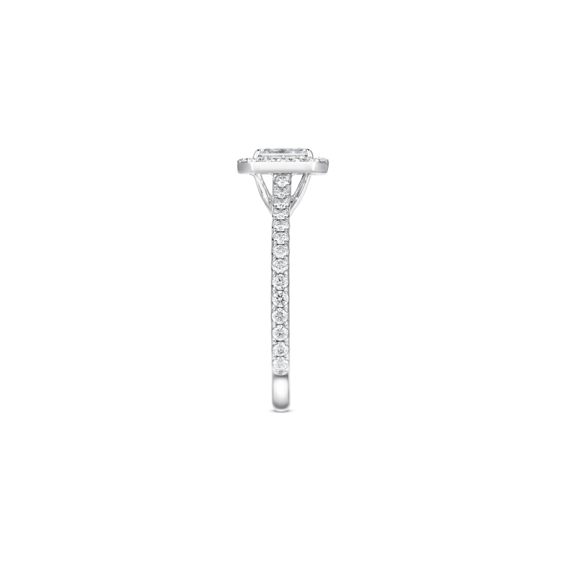 Unity Emerald-Cut Diamond Micropav&eacute; Halo Engagement Ring