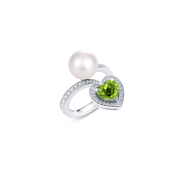 Venus Peridot and Diamond Pav&eacute; Ring