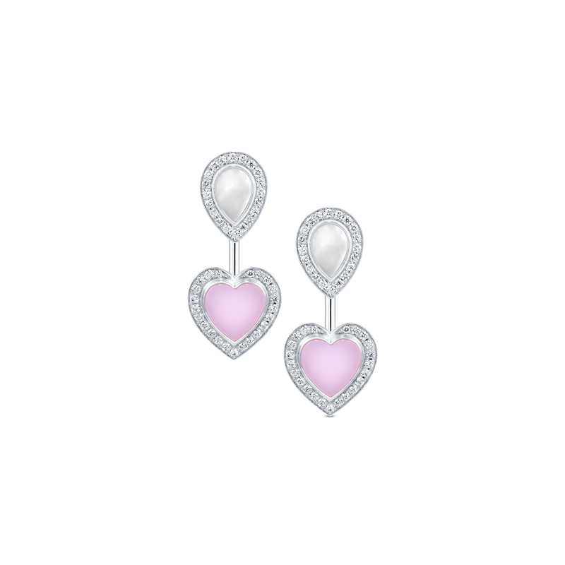 Venus Mother of Pearl & Pink Heart Earrings
