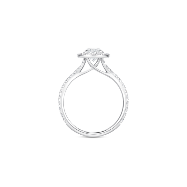 Unity Oval-Cut Diamond Micropav&eacute; Halo Engagement Ring