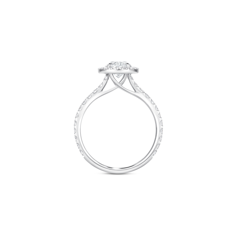 Unity Oval-Cut Diamond Micropav&eacute; Halo Engagement Ring