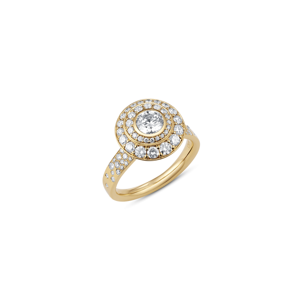 Sera Asymmetrical Double Halo Diamond Engagement Ring