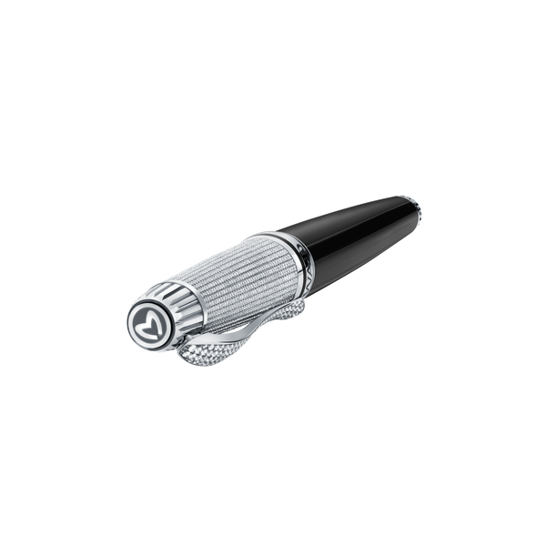 Grande Ellipe Rollerball Pen in Palladium, Cap with Full Pave Diamond