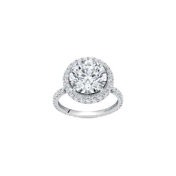 Mouawad Haven Round Brilliant Diamond Halo Engagement Ring with Full Pav&eacute; Band