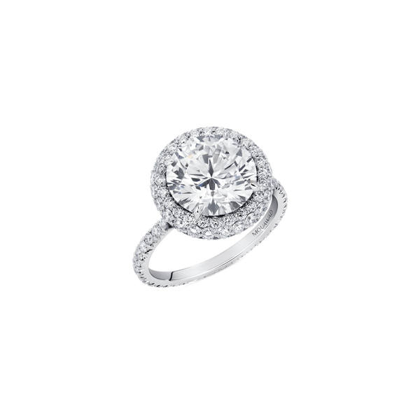 Mouawad Haven Round Brilliant Diamond Halo Engagement Ring with Full Pav&eacute; Band