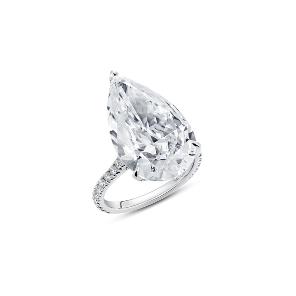Evermore Pear-Shaped Diamond Solitaire Ring with Half-Pav&eacute; Band
