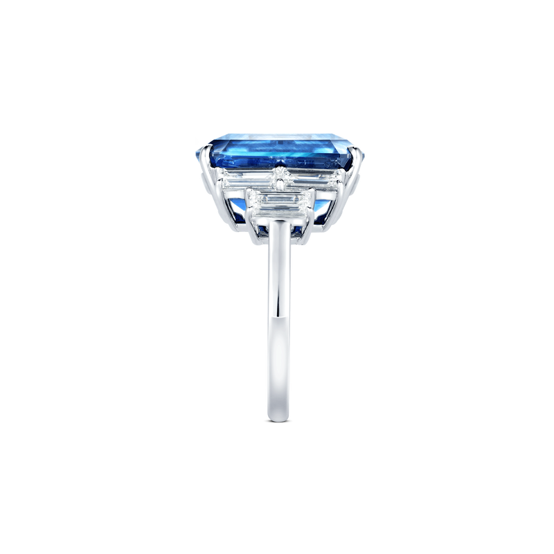 Garden of Gemstone Emerald-Cut Blue Sapphire Ring