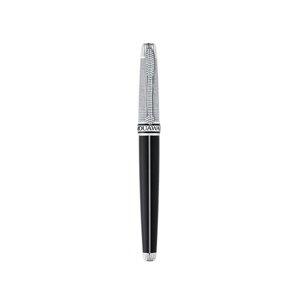 Grande Ellipe Rollerball Pen in Palladium, Cap with Full Pave Diamond