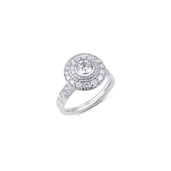 Sera Asymmetrical Double Halo Diamond Engagement Ring