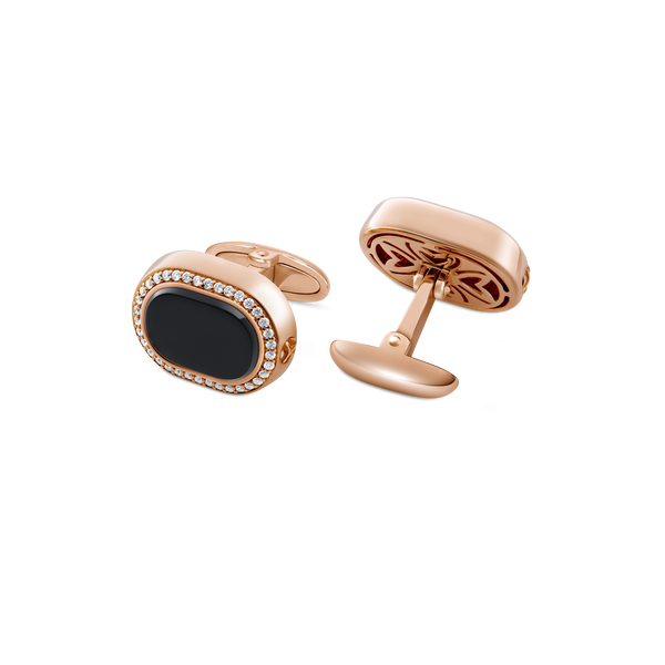 Grande Ellipse Cufflinks in Black Onyx and Diamond