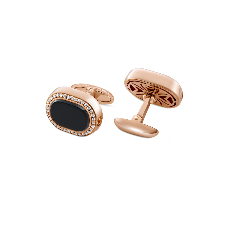 Grande Ellipse Cufflinks in Black Onyx and Diamond