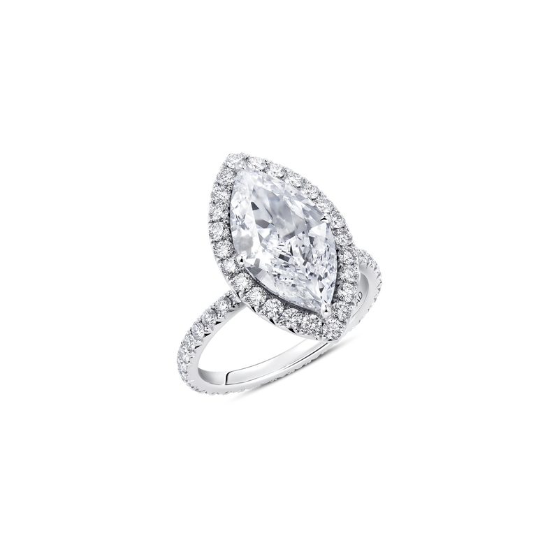Evermore Marquise-Cut Diamond Halo Solitaire Ring with Full Pav&eacute; Band