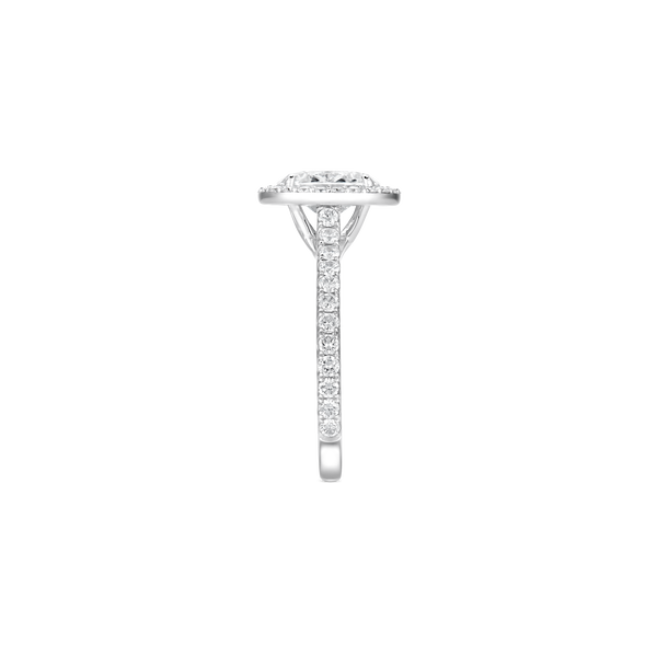 Unity Oval-Cut Diamond Micropav&eacute; Halo Engagement Ring