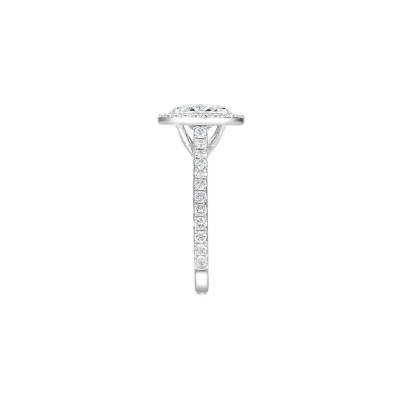 Unity Oval-Cut Diamond Micropav&eacute; Halo Engagement Ring