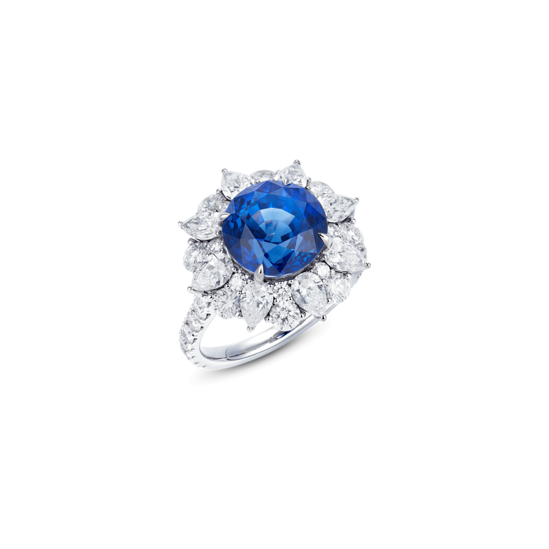Garden of Gemstone Round Blue Sapphire Ring