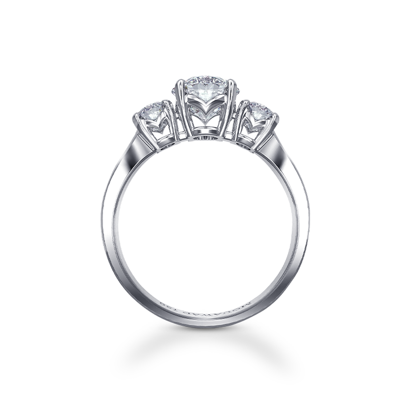 M CLASSIQUE TRIO DIAMOND ENGAGEMENT RING BDE040R26 ROUND SIDE STONES WHITE GOLD Mouawad