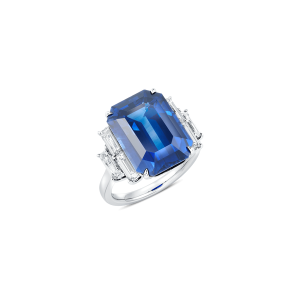 Garden of Gemstone Emerald-Cut Blue Sapphire Ring