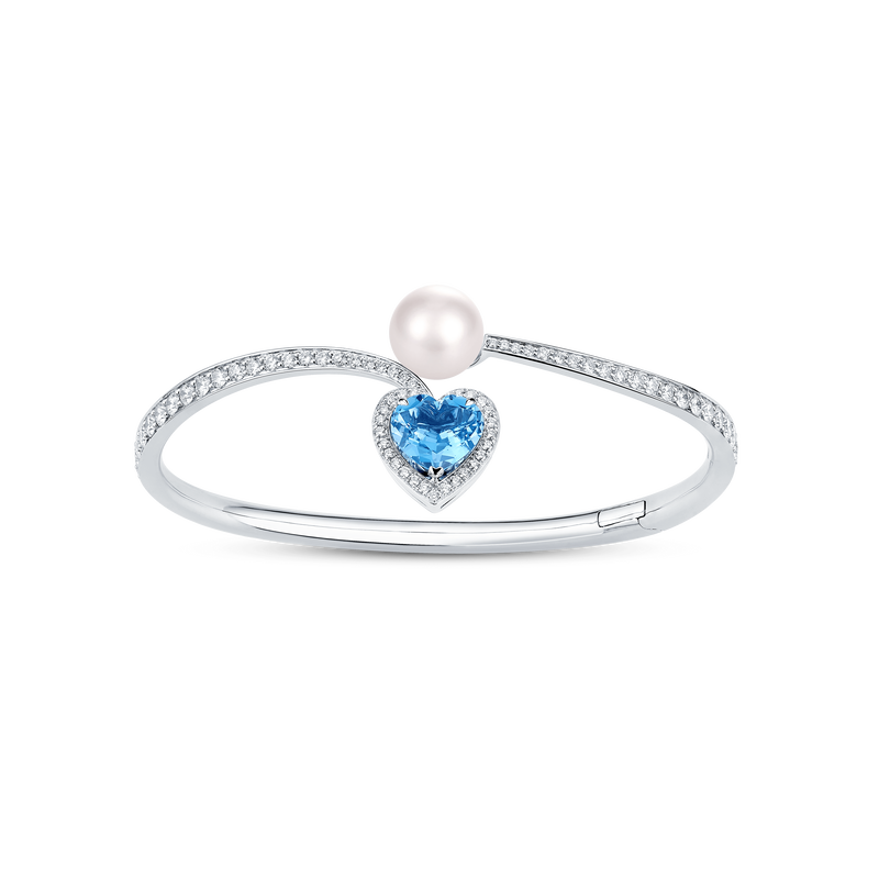 Venus Aquamarine and Diamond Pav&eacute; Bangle