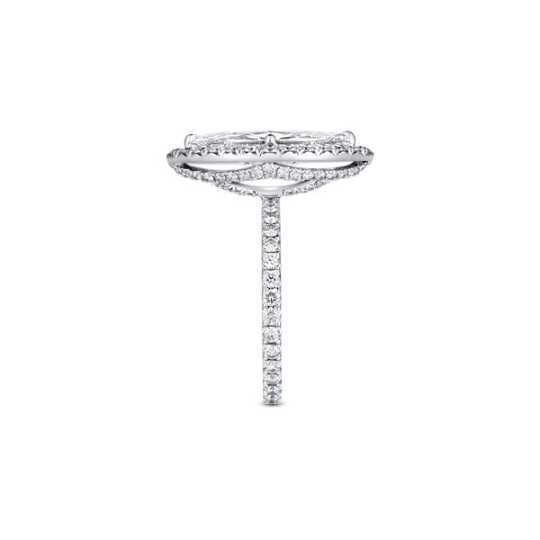 Evermore Marquise-Cut Diamond Halo Solitaire Ring with Full Pav&eacute; Band