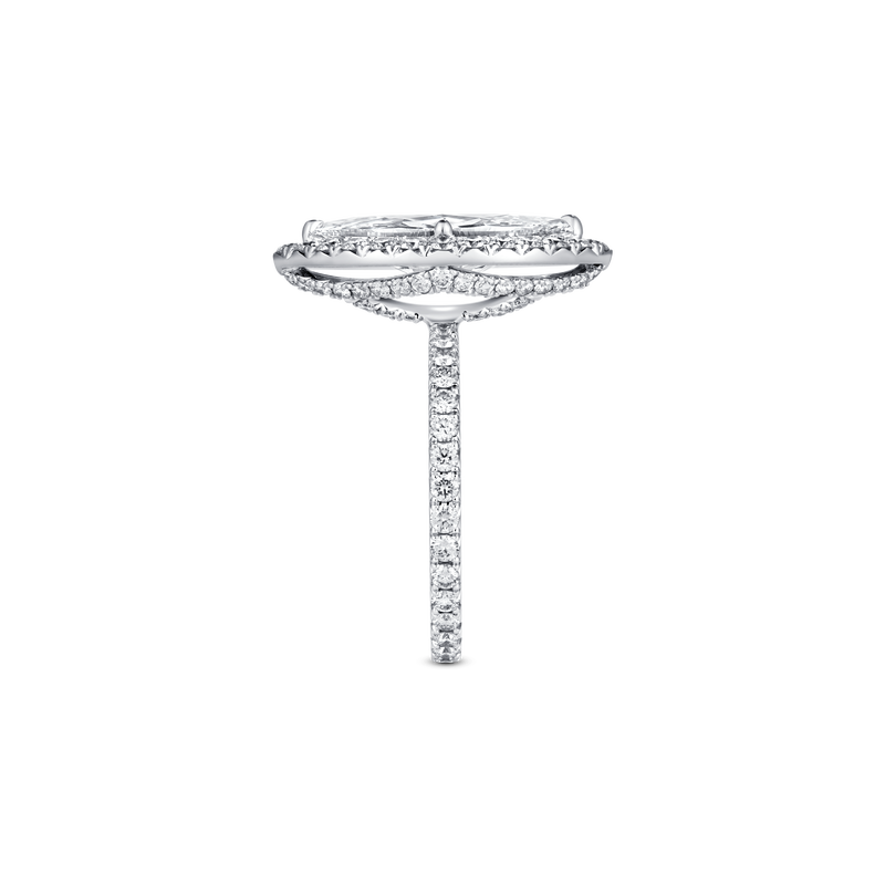 Evermore Marquise-Cut Diamond Halo Solitaire Ring with Full Pav&eacute; Band