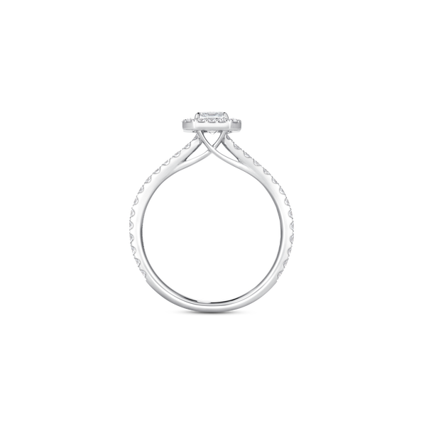 Unity Emerald-Cut Diamond Micropav&eacute; Halo Engagement Ring