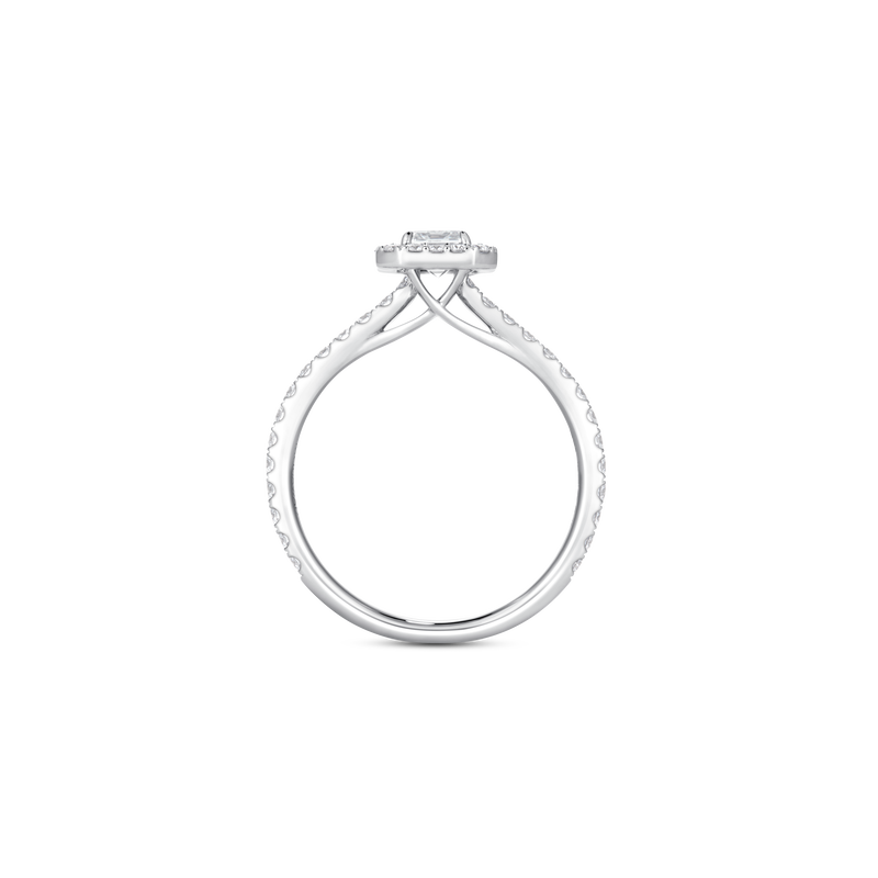Unity Emerald-Cut Diamond Micropav&eacute; Halo Engagement Ring