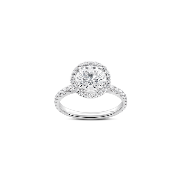 Unity Round Brilliant Diamond Micropav&eacute; Halo Engagement Ring
