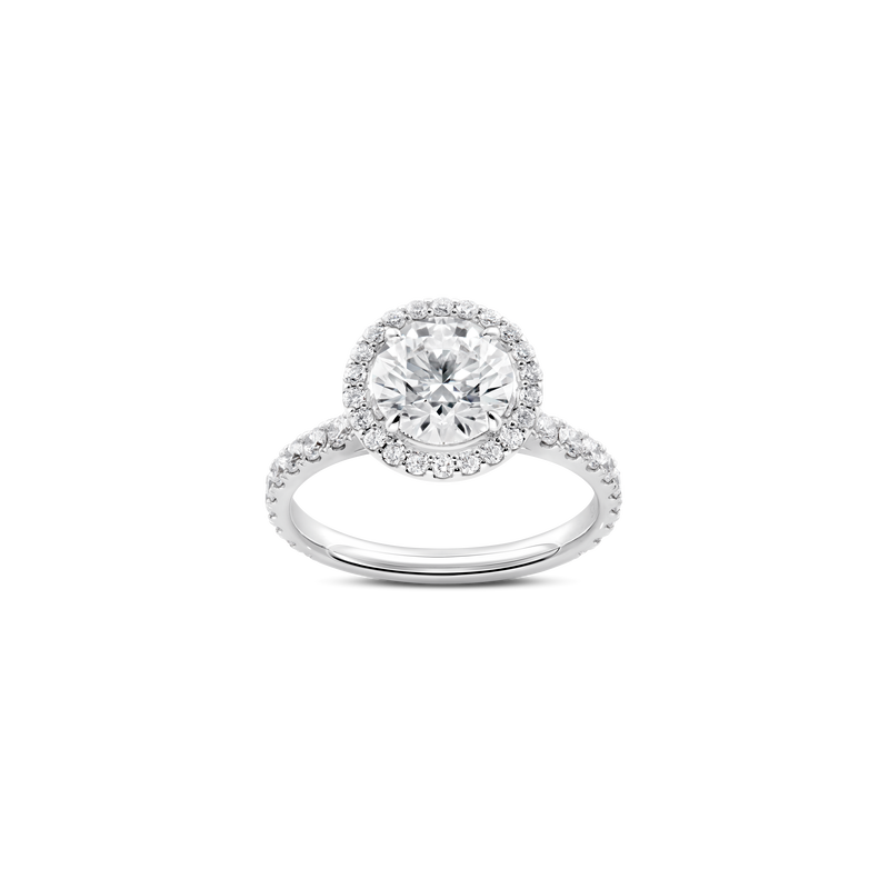 Unity Round Brilliant Diamond Micropav&eacute; Halo Engagement Ring