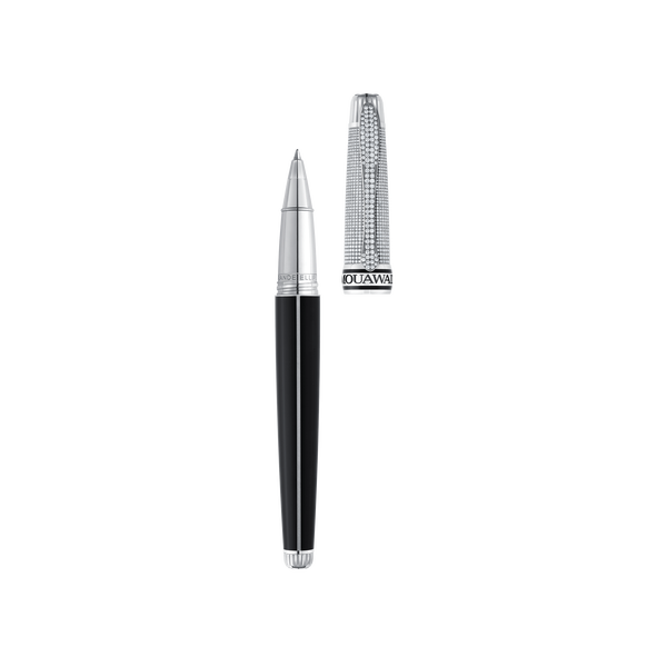 Grande Ellipe Rollerball Pen in Palladium, Cap with Full Pave Diamond