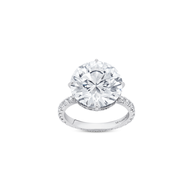 Mouawad Royale Round Brilliant Diamond Engagement Ring with Full Pav&eacute; Band