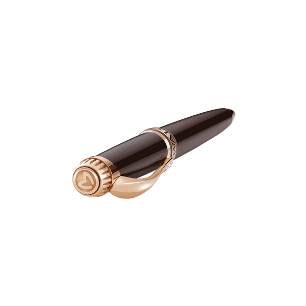 Grande Ellipse Brown Lacquer & Diamond Ballpoint Pen