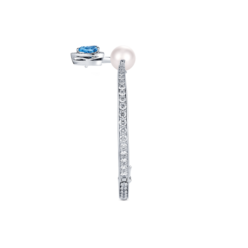 Venus Aquamarine and Diamond Pav&eacute; Bangle