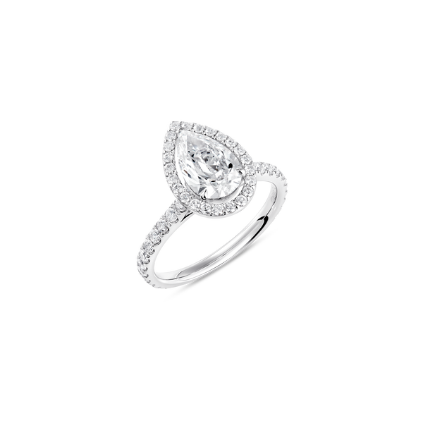 Unity Pear-Cut Diamond Micropav&eacute; Halo Engagement Ring