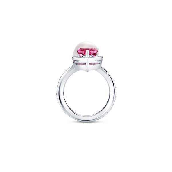 Venus Rubellite and Diamond Pav&eacute; Ring