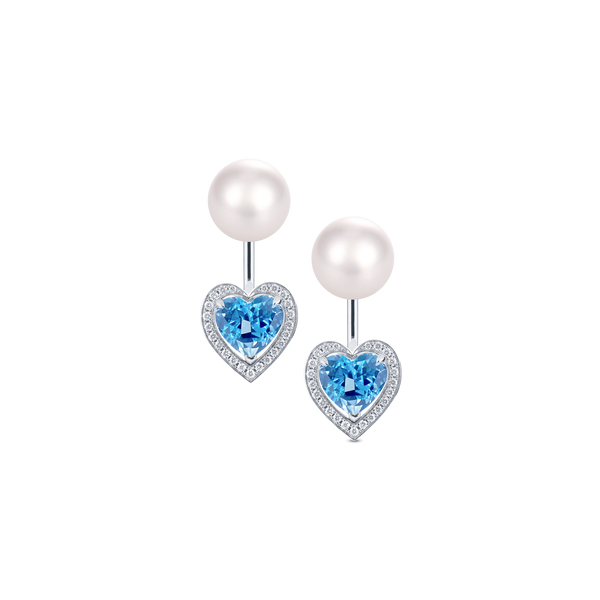 Venus Aquamarine and Diamond Pav&eacute; Earrings